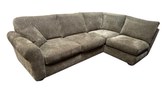Outlet | Mellow - Small Open End Corner - Soft Woven Chenille - Olive (Dark Wood Feet) - Right Hand Facing